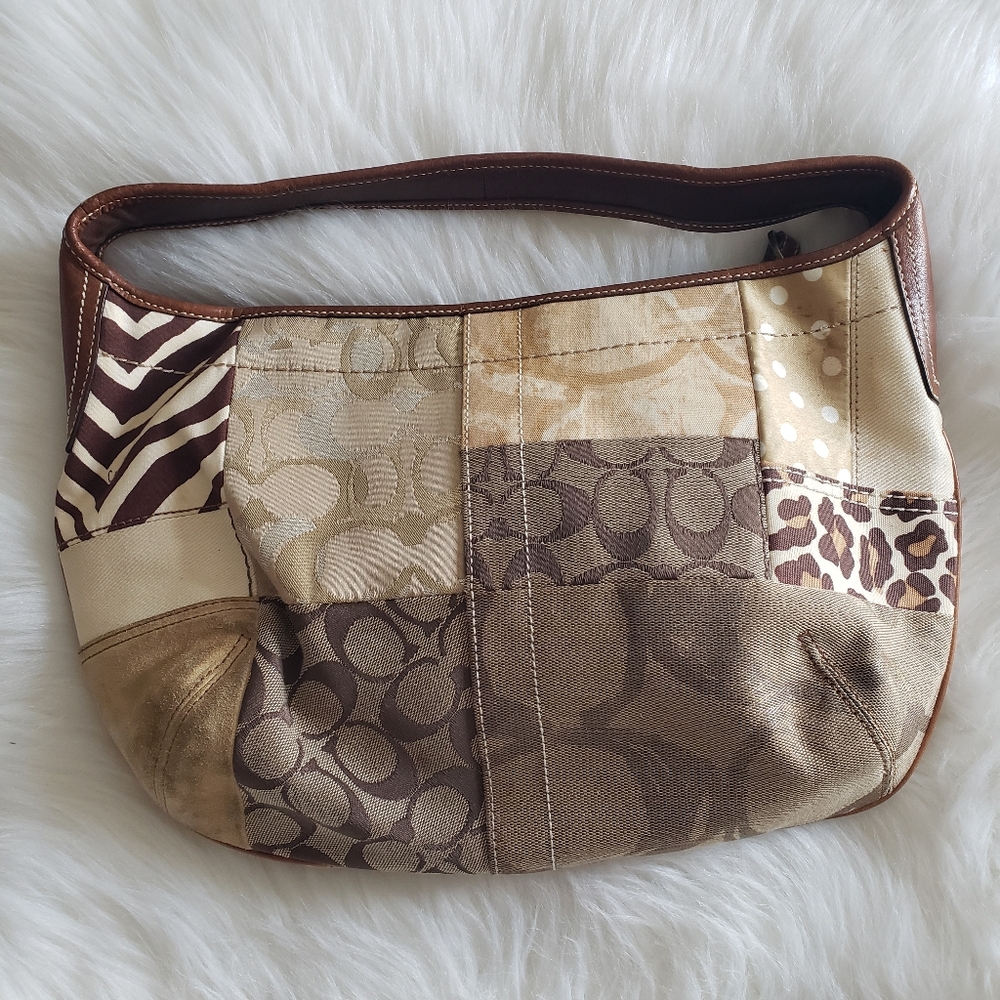 Vintage Multi Pattern Coach Patchwork Handbag Purse - Picture 8 of 13